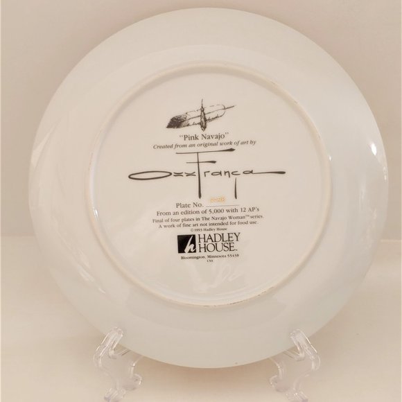 Pink Navajo by Ozz Franca Collectors Plate 2028 Hadley House - Picture 2 of 2
